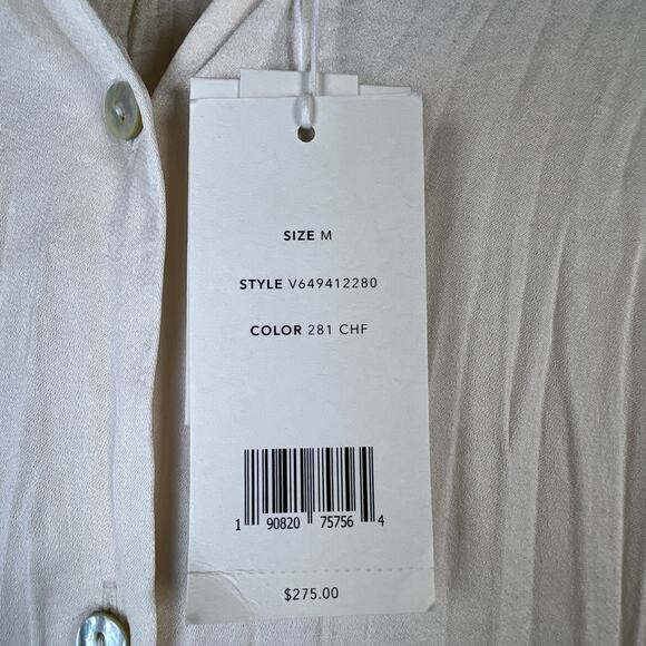 Vince Medium sleeveless career button front pleated top shirt New $275.00 NWT - Picture 3 of 10